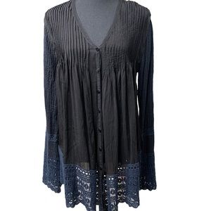 JOHNNY WAS CROCHET EYELET TRIM TUNIC